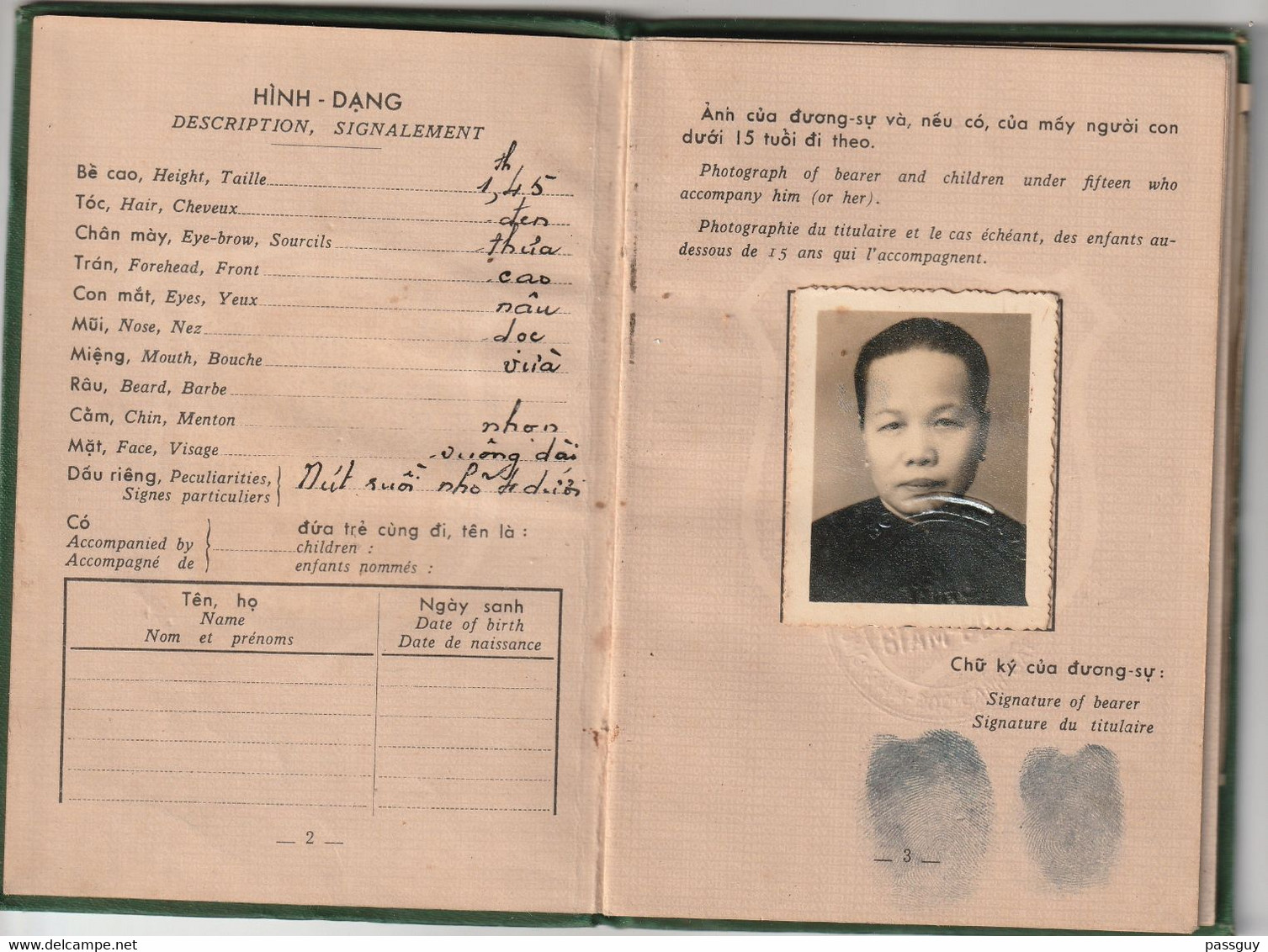 SOUTH VIETNAM Passport 1964 VIETNAM-SUD Passeport  – Reisepaß – Revenues/Fiscaux - Documenti Storici