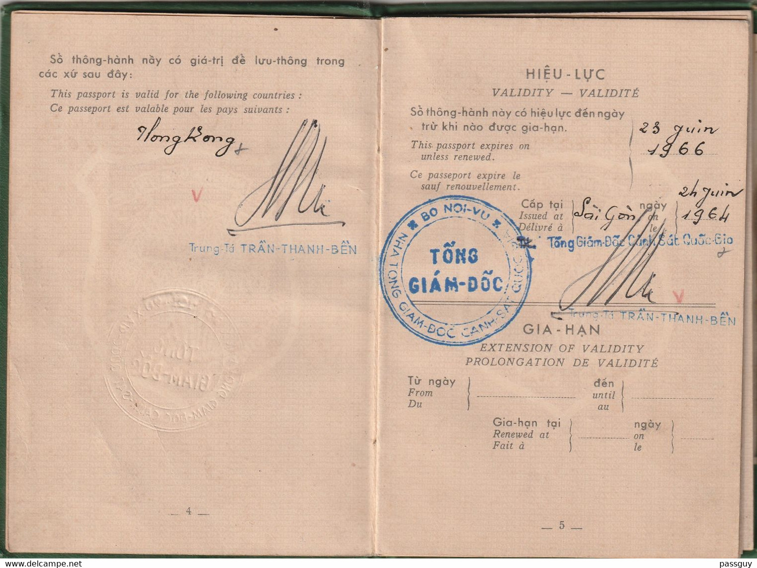 SOUTH VIETNAM Passport 1964 VIETNAM-SUD Passeport  – Reisepaß – Revenues/Fiscaux - Documenti Storici