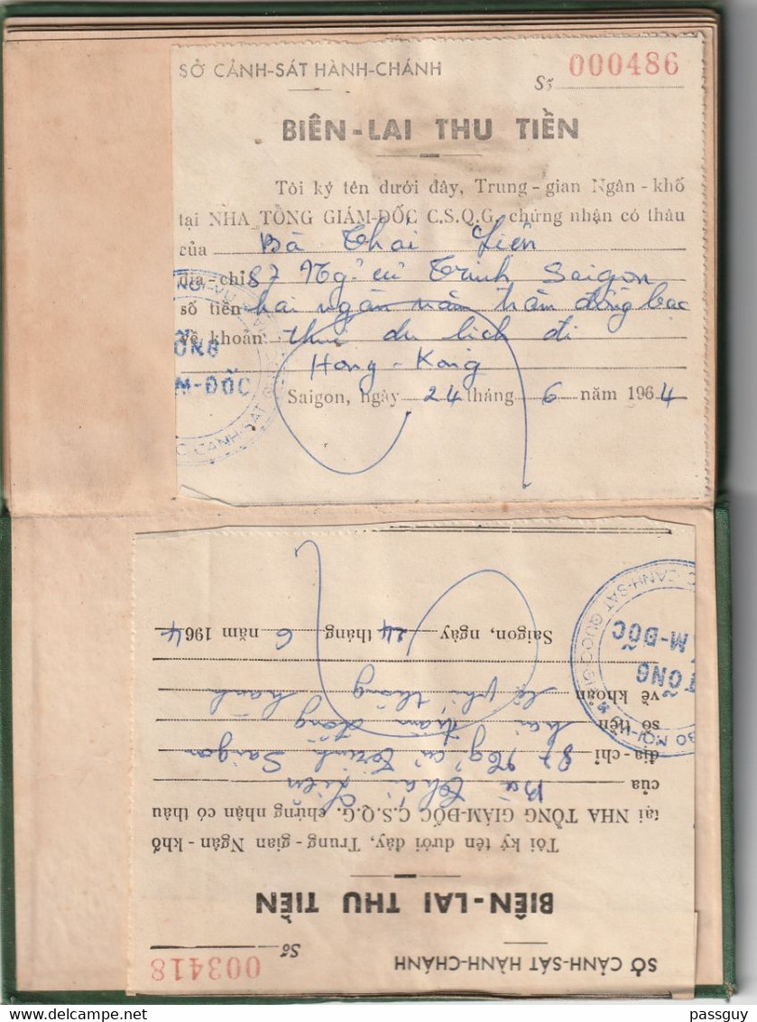 SOUTH VIETNAM Passport 1964 VIETNAM-SUD Passeport  – Reisepaß – Revenues/Fiscaux