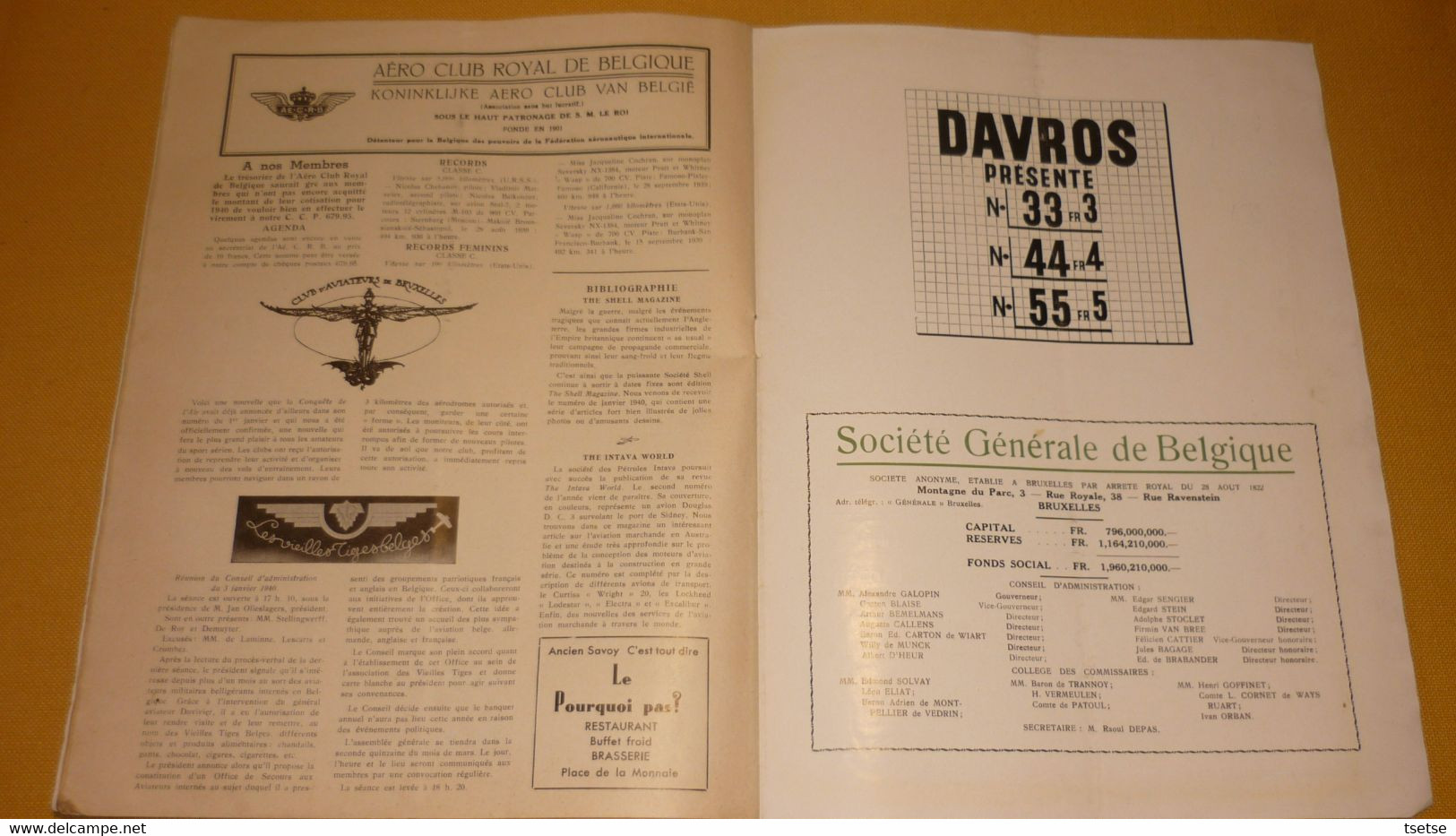 Revue " La Coquète de l'Air " - 1er Février 1940 / articles sur la Sabena, pub : SABCA, Fokker