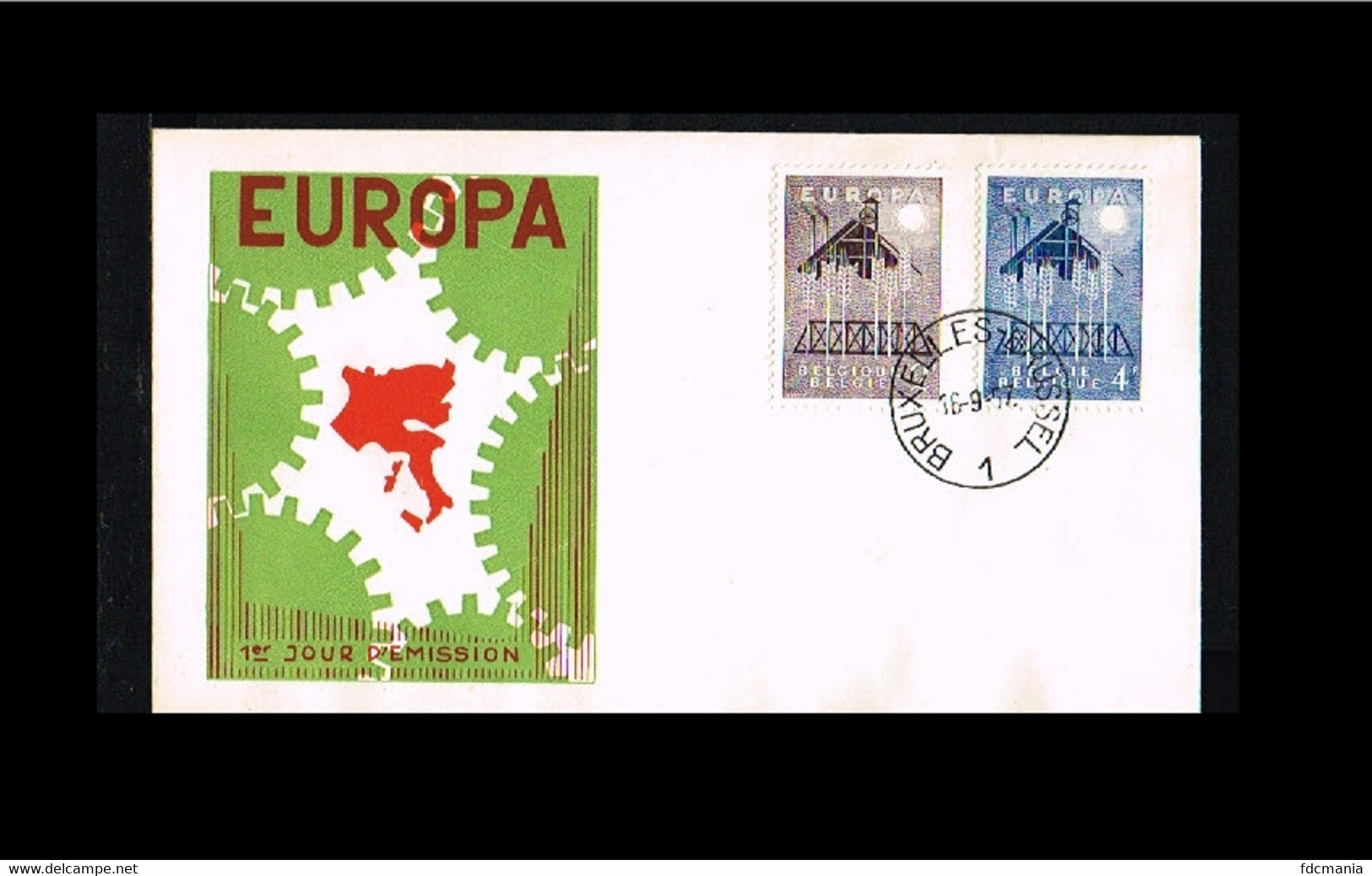 1957 - Belgium FDC - Europe CEPT - Cancel Bruxelles-Brussel [TA055] - 1951-1960