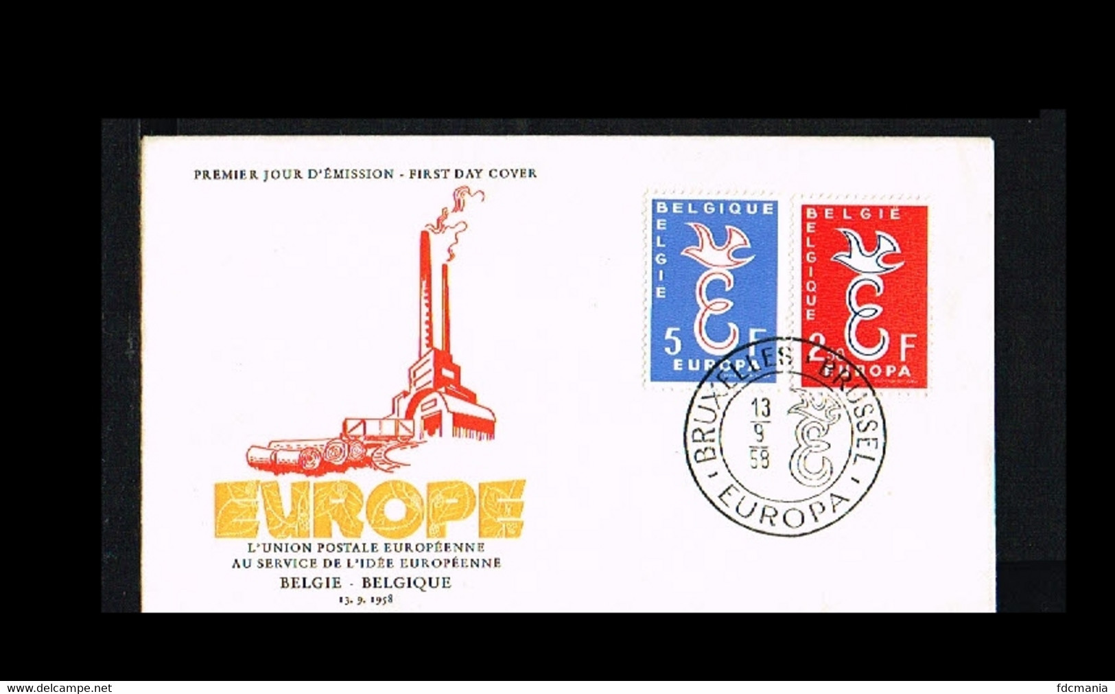 1958 - Belgium FDC - Europe CEPT - Cancel Bruxelles-Brussel [TA133] - 1951-1960