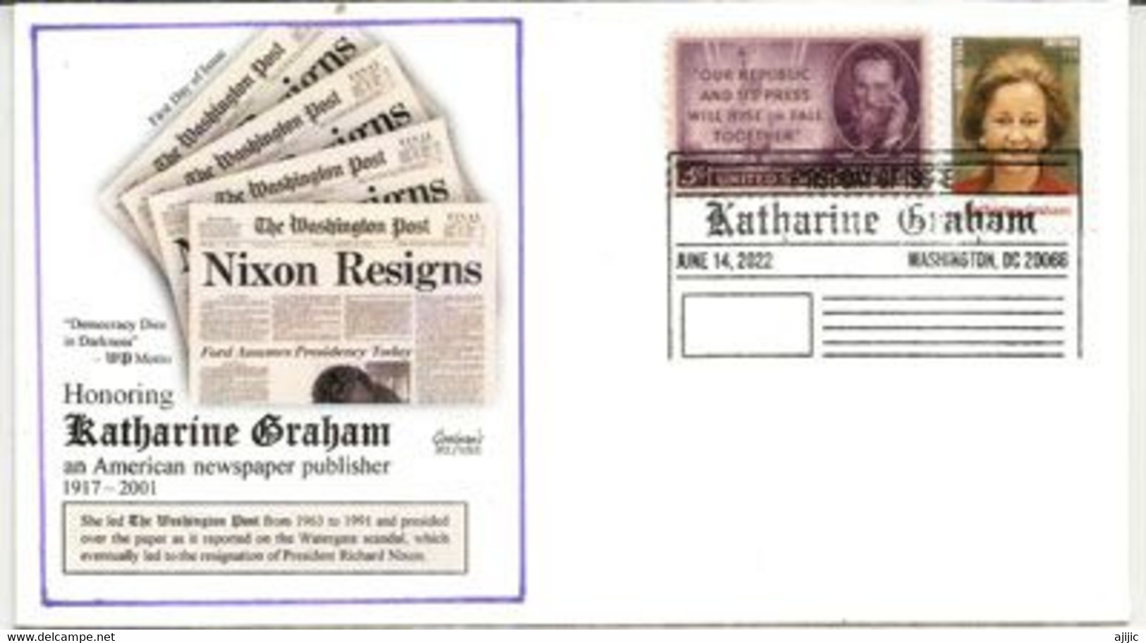 American Newspaper Publisher. KATHARINE GRAHAM (The Washington Post) FDC 2022 - 2011-...
