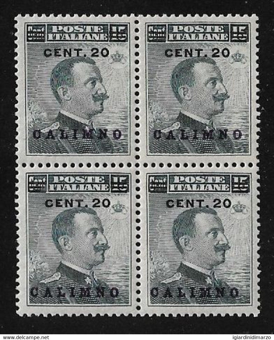 CALINO-Egeo-Possedimenti Italiani-4 Valori Nuovi Stl Da 20 Su 15 C.in QUARTINA Soprastampati Calimno-in Buone Condiz. - Egée (Calino)