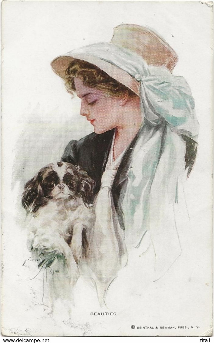 854 - Jeune Dame Et Chien-  Beauties - Fisher, Harrison