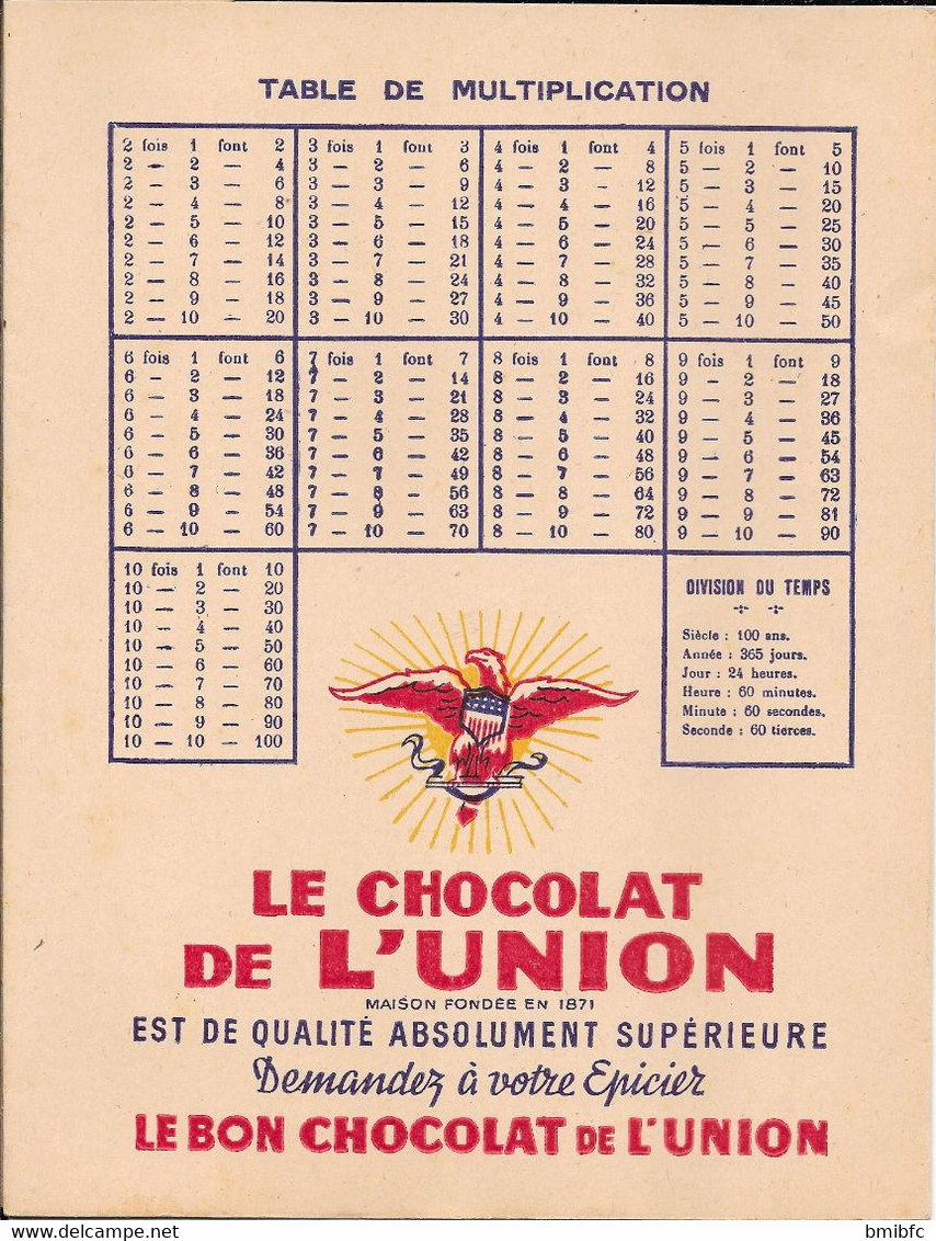 Protège-cahier CHOCOLAT De L'UNION  26,28,30, Rue Victorien-Sardou LYON - Piles