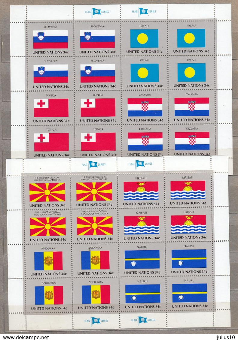 UNITED NATIONS N.Y. 2001 Flags Sheets MNH(**) Mi 862-869 #34152 - Timbres
