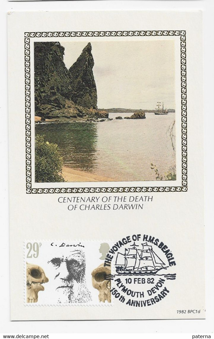 3709   Máxima, Maximum, 1982,  Charle Darwin The Voyage H.M.S Beagle Plymouth Devon 150th Anniversary - Carte Massime