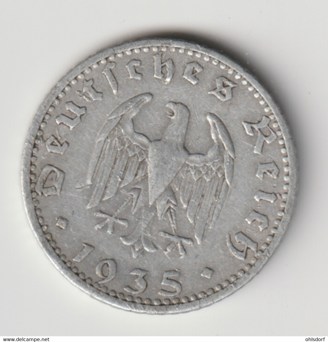 DEUTSCHES REICH 1935 A: 50 Reichspfennig, KM 87 - 50 Reichspfennig