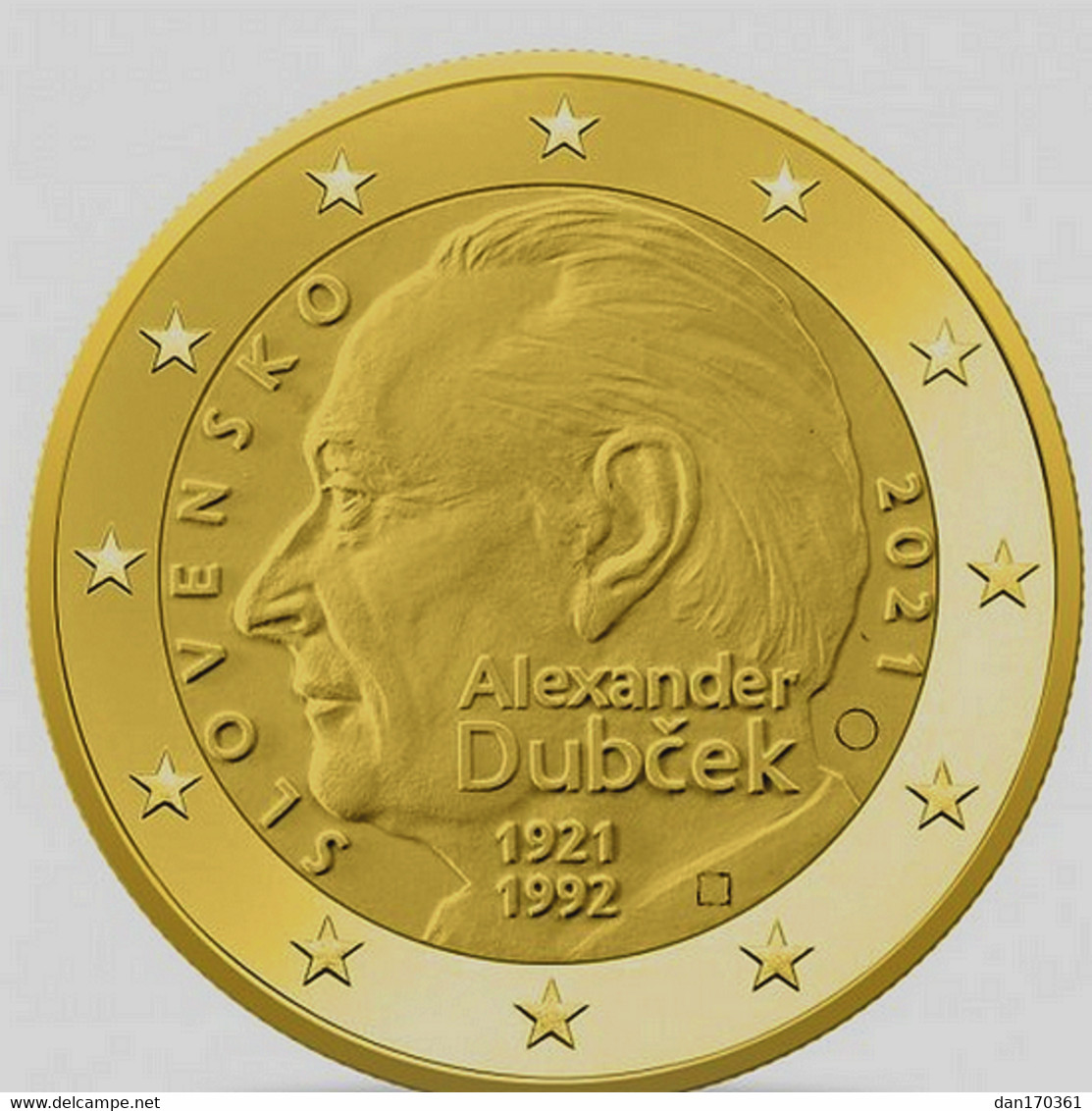 SLOVAQUIE 2021 - ALEXANDER DUBCEK  - 2 Euros Commemorative PLAQUE  OR  VERGOLDET - Slovaquie