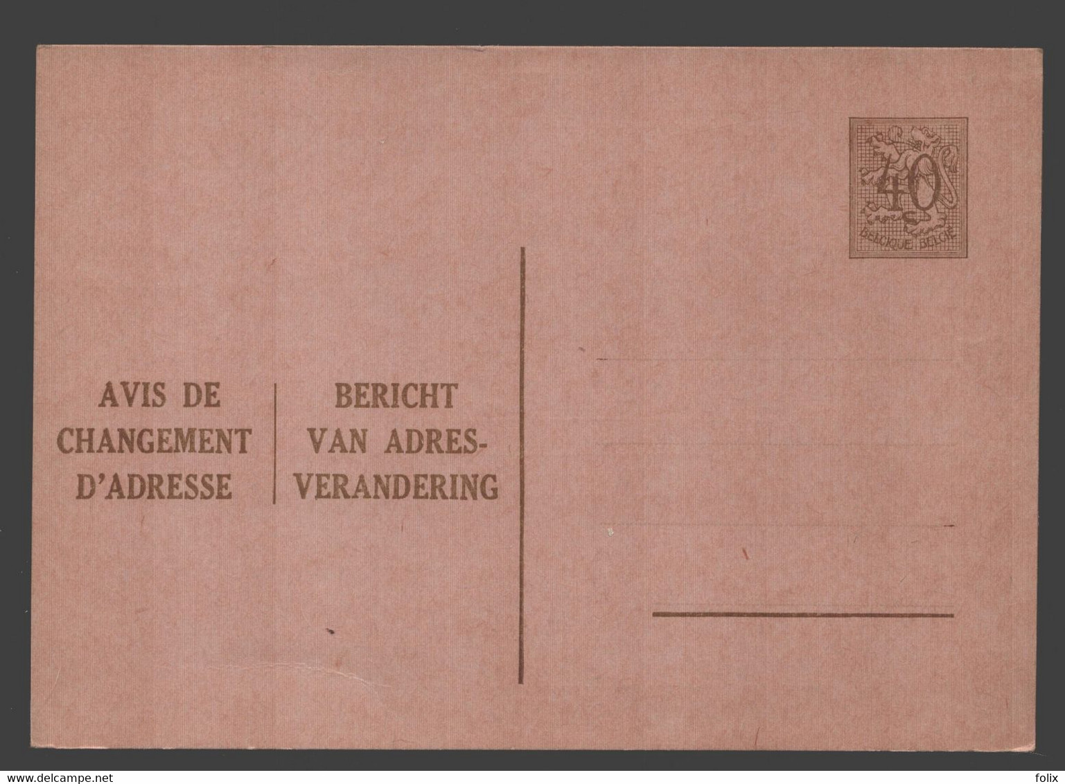 Avis De Changement D'adresse / Bericht Van Adresverandering - Blanco - 40 Cent - Addr. Chang.