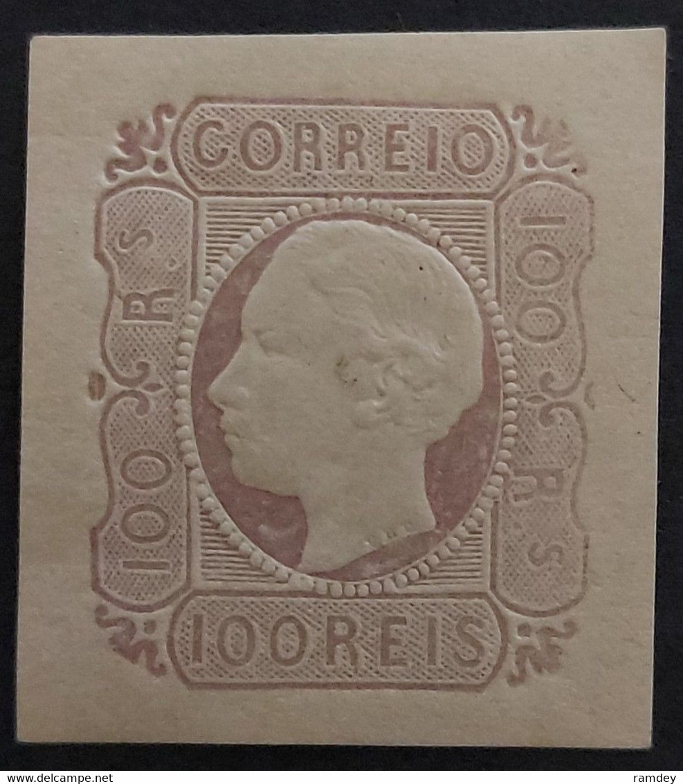 Stamp Portugal, 1864, King Luis I, Embossed 100R, MNH With Gum, Rare, High CV - Ongebruikt