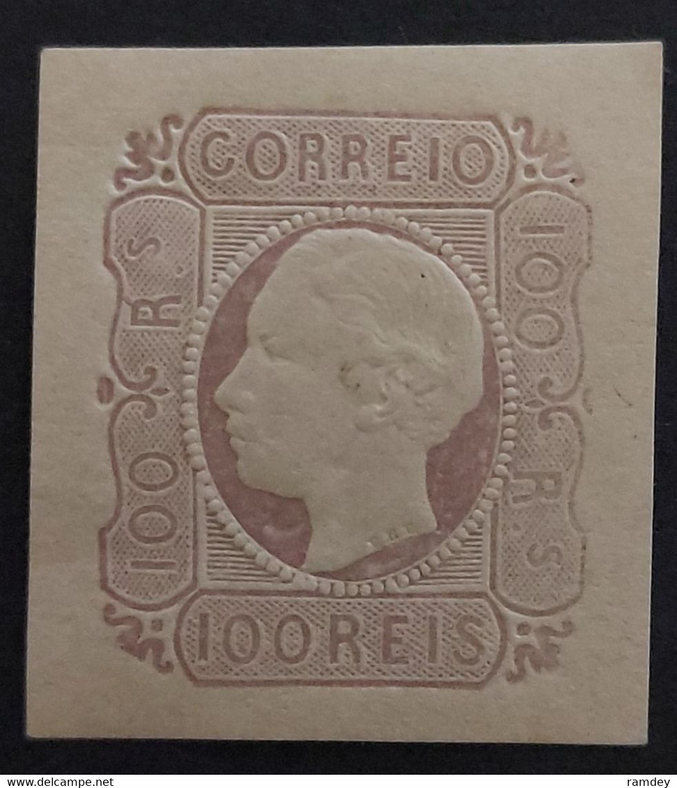 Stamp Portugal, 1864, King Luis I, Embossed 100R, MNH With Gum, Rare, High CV - Ongebruikt