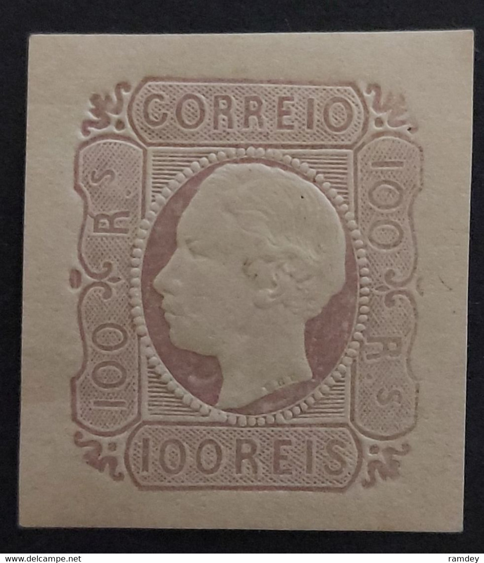 Stamp Portugal, 1864, King Luis I, Embossed 100R, MNH With Gum, Rare, High CV - Neufs