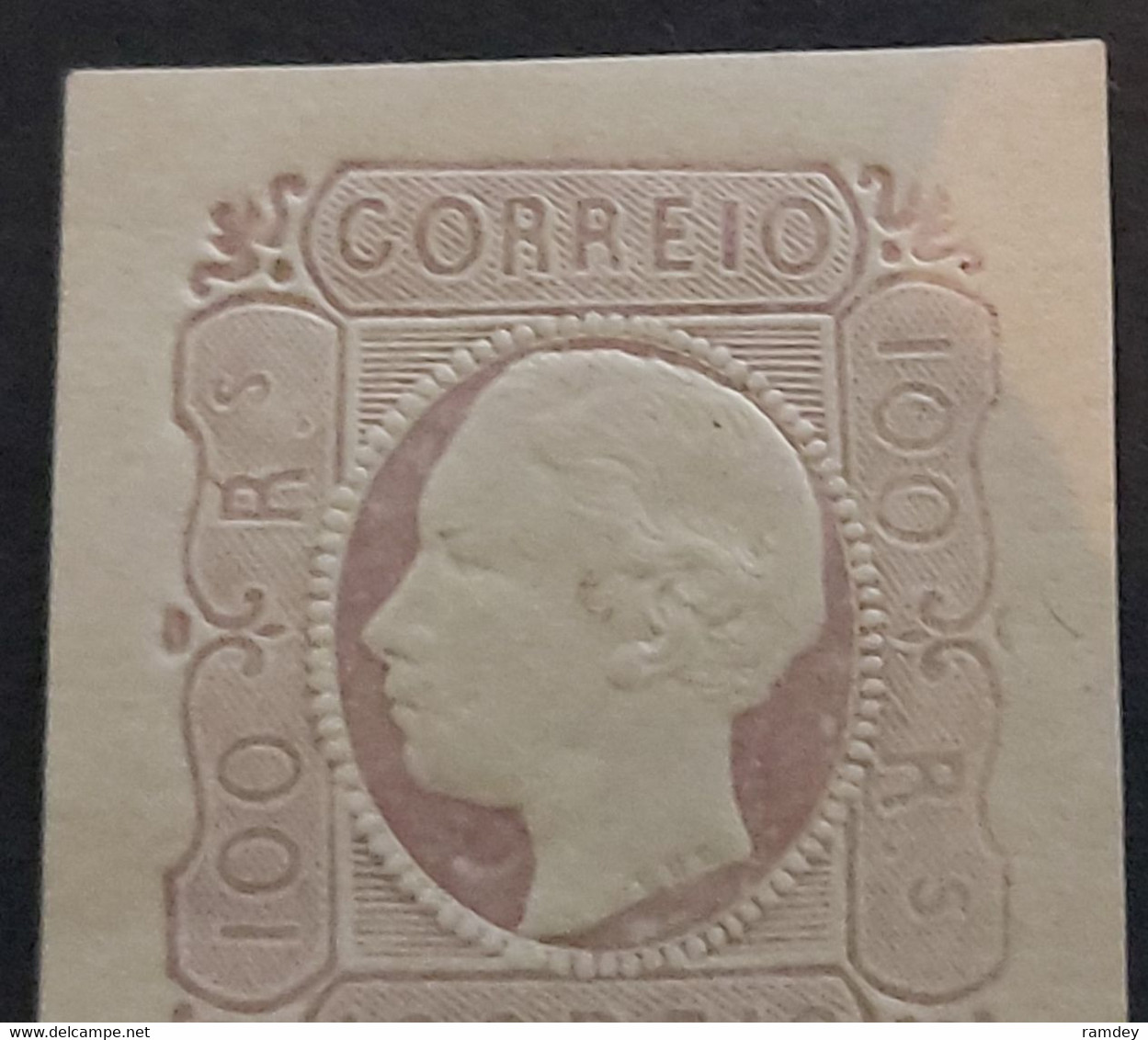 Stamp Portugal, 1864, King Luis I, Embossed 100R, MNH With Gum, Rare, High CV - Unused Stamps