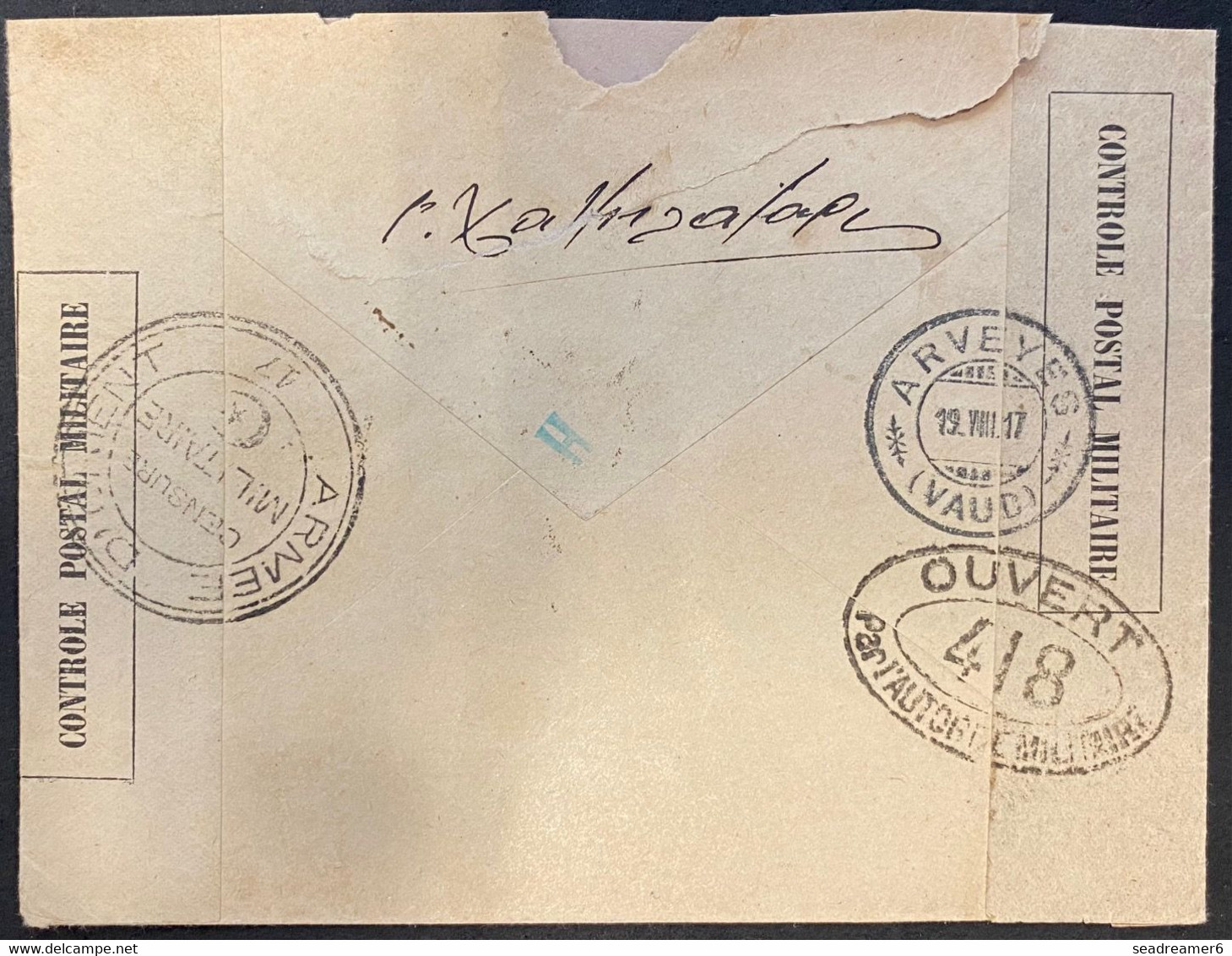 Grèce Lettre De Aout 1917 N°279 Obl Dateur De VOLOS Avec 2 Censures : "Armée D'orient /17 " + France 418 Pour La Suisse - Covers & Documents