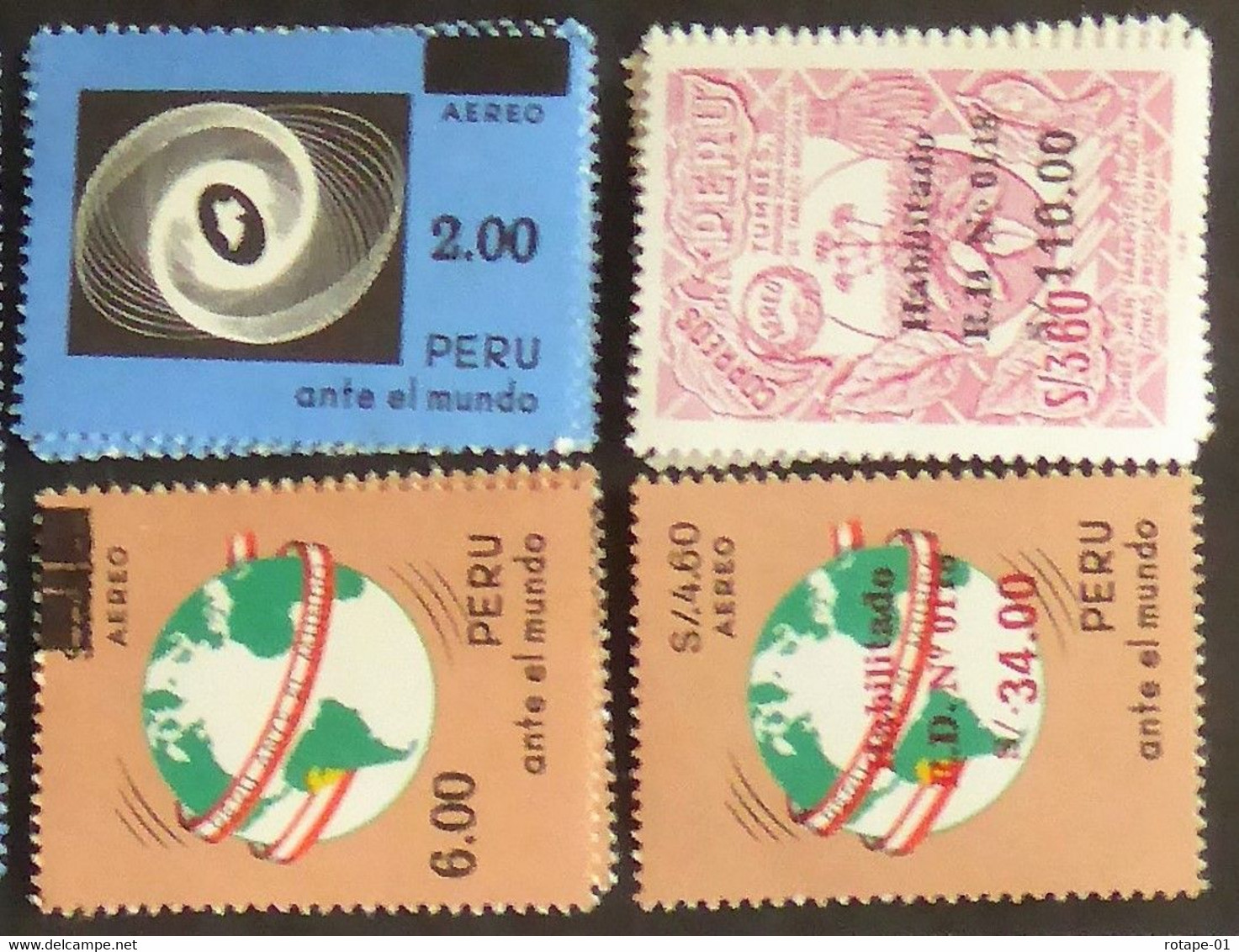 Peru/Pérou  1976-78  YT N°PE A429,47,60A,D Péru Aero 1965-67 Surchagés (4 Val) - N** - Perù