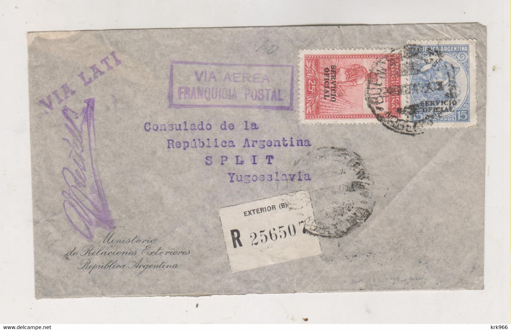 ARGENTINA 1941 BUENOS AIRES Registered Airmail Cover To Split Spalato Croatia Italy VIA LATI - Storia Postale