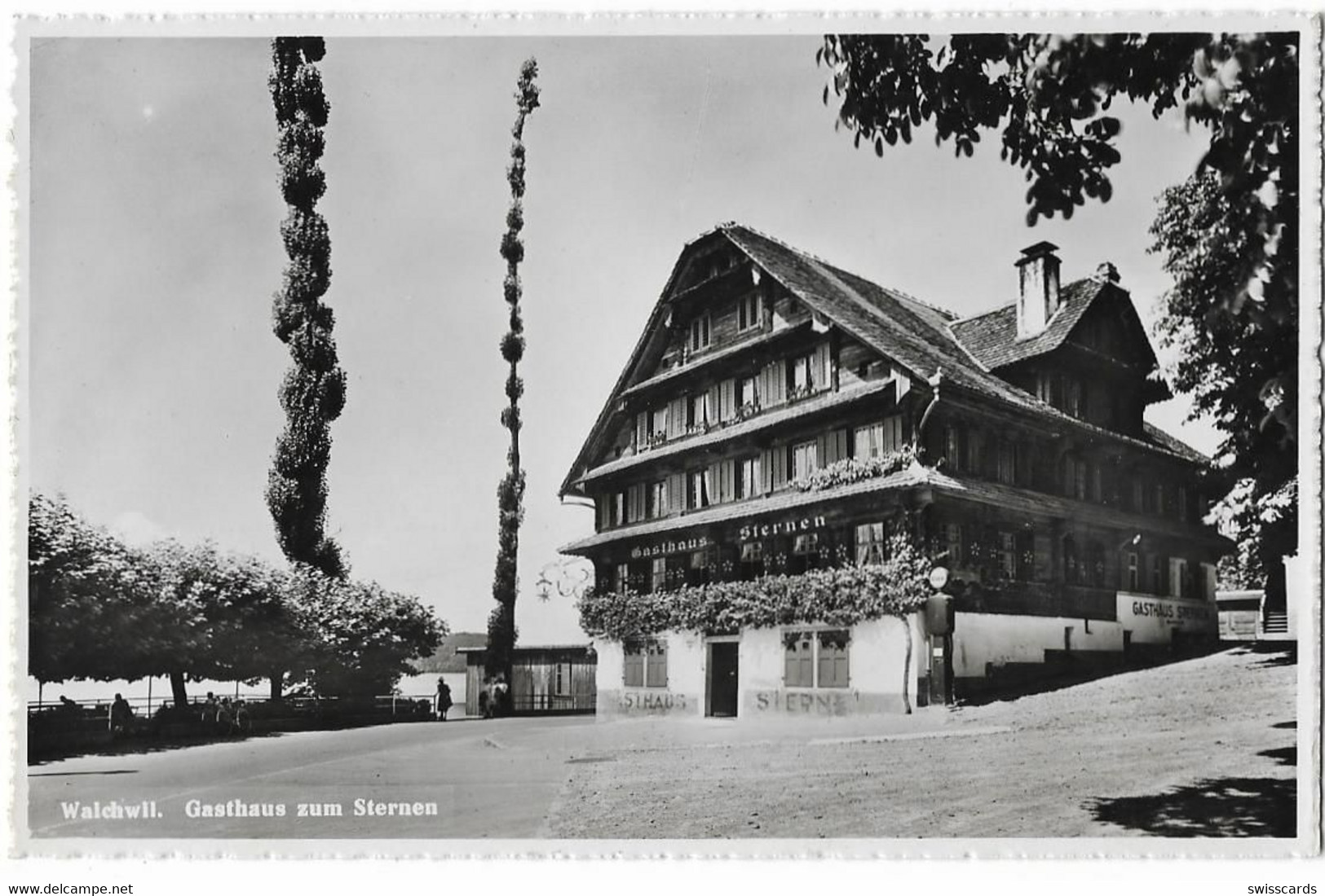 WALCHWIL: Gasthaus Sternen Mit Esso TANKSTELLE ~1950 - Walchwil