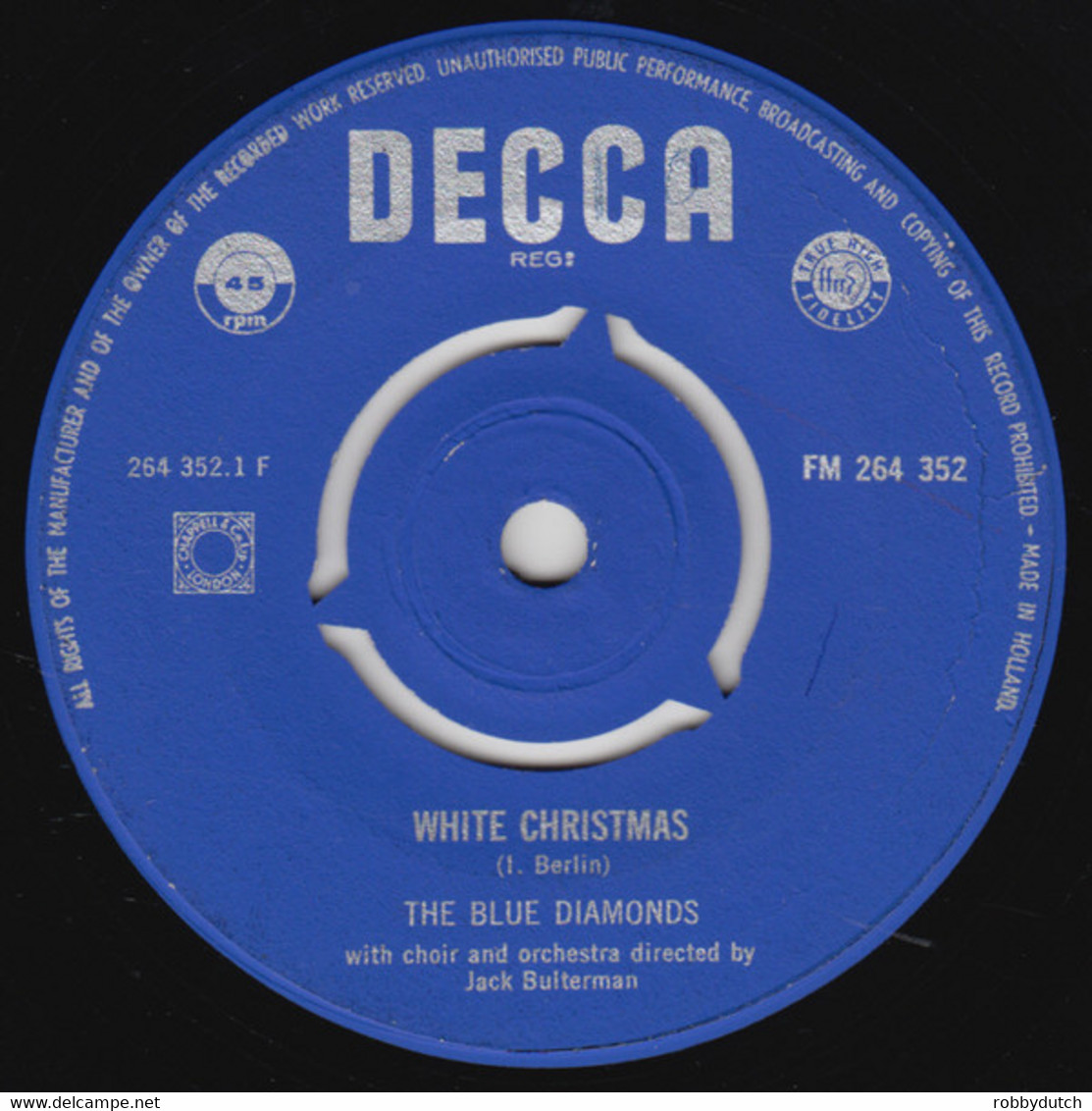 * 7" * THE BLUE DIAMONDS - WHITE CHRISTMAS / WINTER WONDERLAND (Holland 1960 EX-) - Navidad