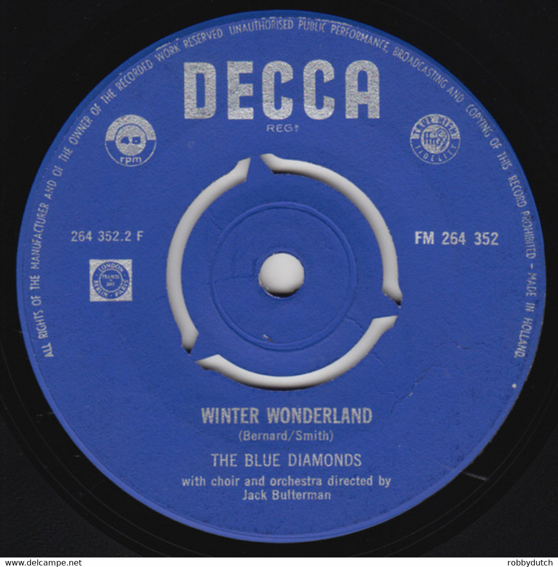 * 7" * THE BLUE DIAMONDS - WHITE CHRISTMAS / WINTER WONDERLAND (Holland 1960 EX-) - Chants De Noel