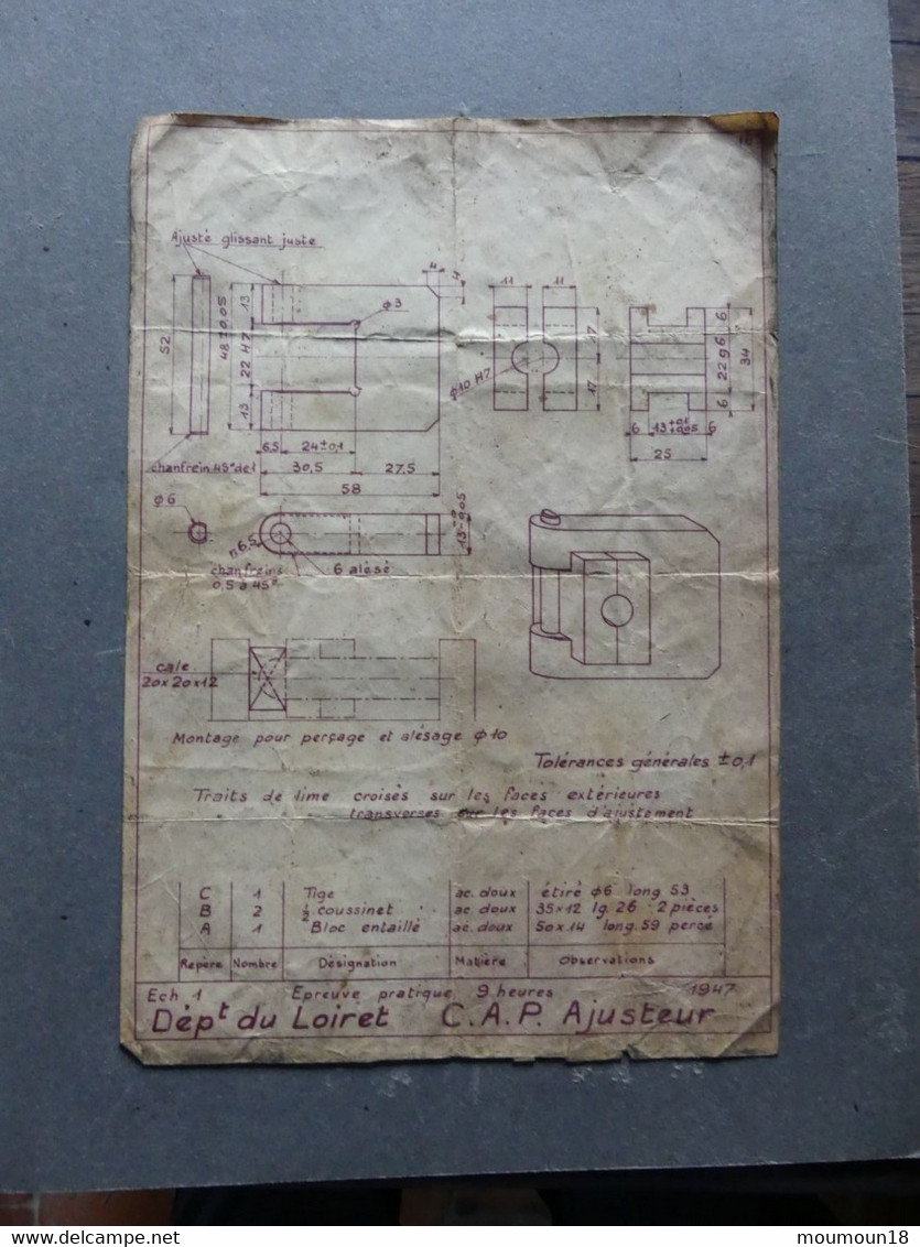 Sujet De CAP Ajusteur 1947 - Autres Plans