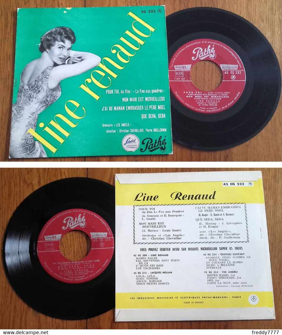 RARE French EP 45t RPM BIEM (7") LINE RENAUD W/ Les ANGELS (From The Film : «Le Feu Aux Poudres», 1956) - Collector's Editions