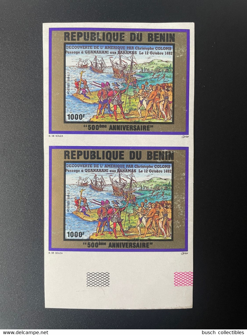 Benin 1992 Mi. 513 IMPERF ND 500ème Anniversaire Découverte Amérique Christophe Colomb Kolumbus Columbus 1492 - Bénin – Dahomey (1960-...)