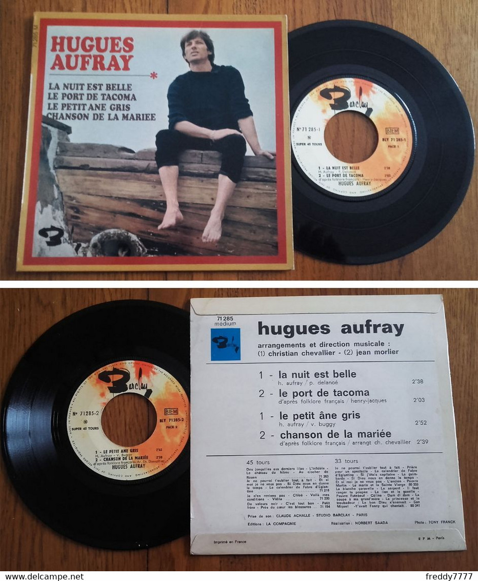 RARE French EP 45t RPM BIEM (7") HUGUES AUFRAY (1968) - Country Et Folk