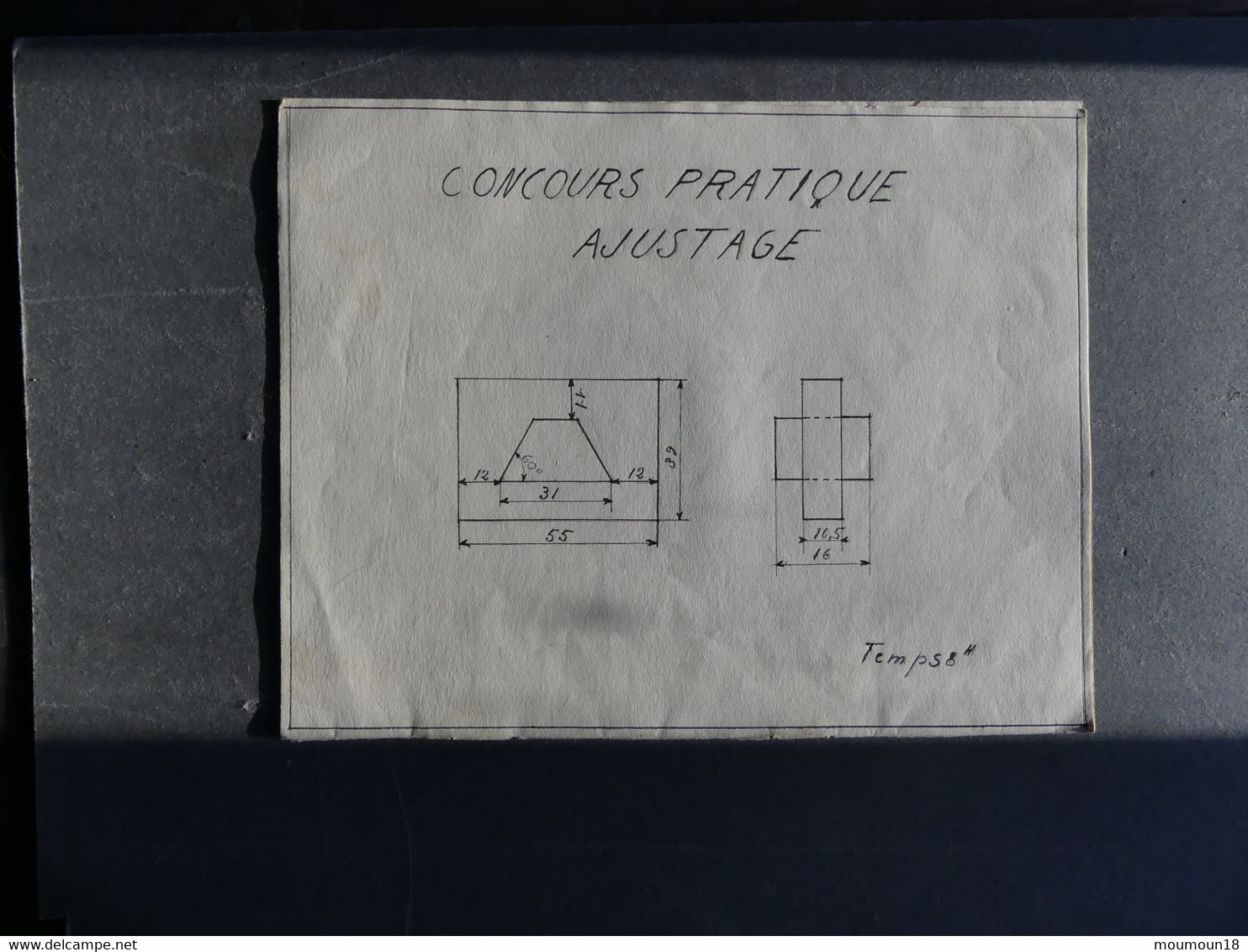 Concours pratique ajustage années 1940 8 feuillets