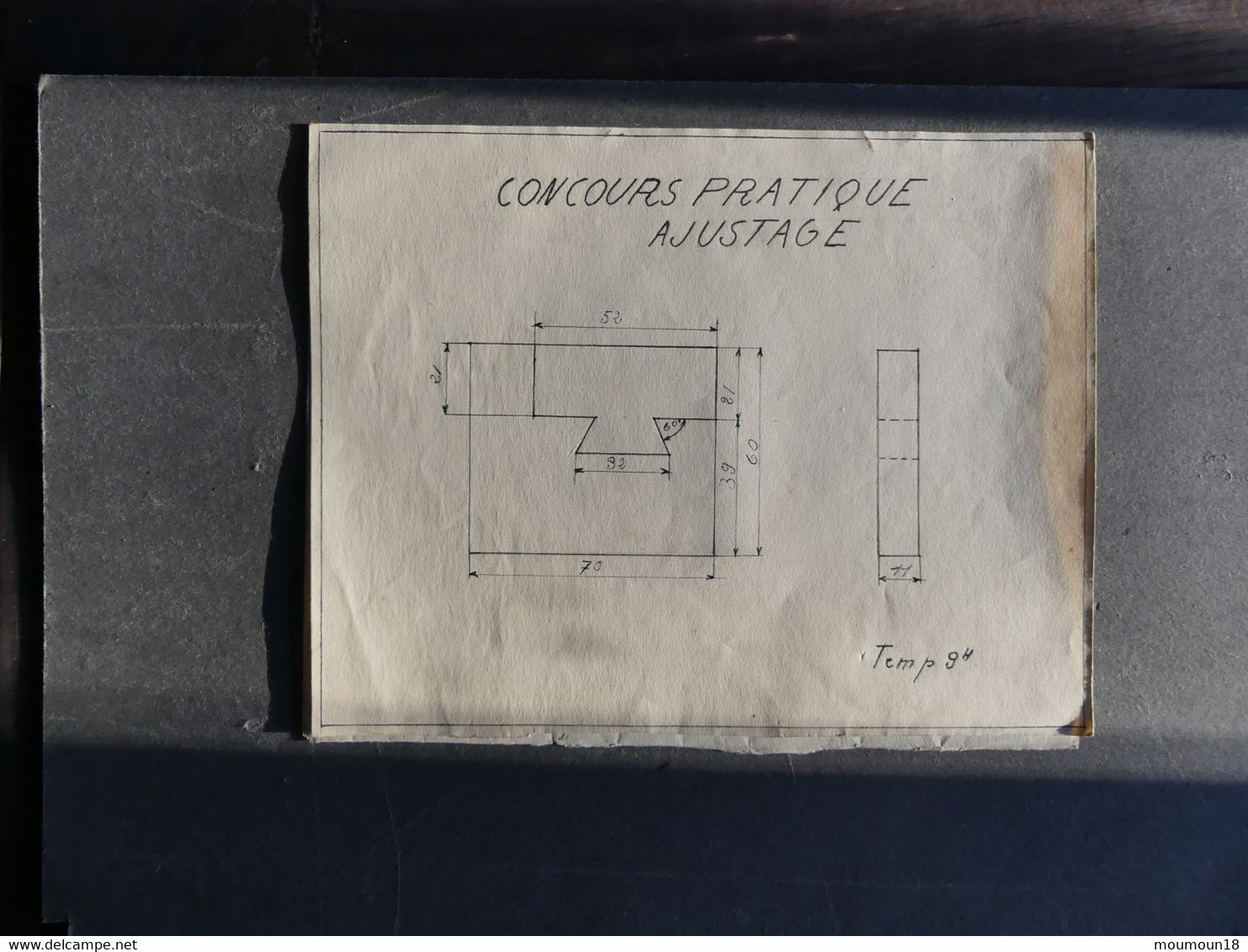 Concours pratique ajustage années 1940 8 feuillets