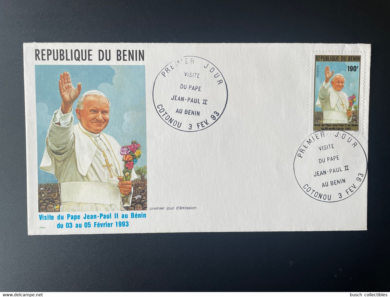 Bénin 1993 Mi. 536 FDC 1er Jour Visite Du Pape Jean-Paul II Papst Johannes Paul Pope John Paul Visit - Papi