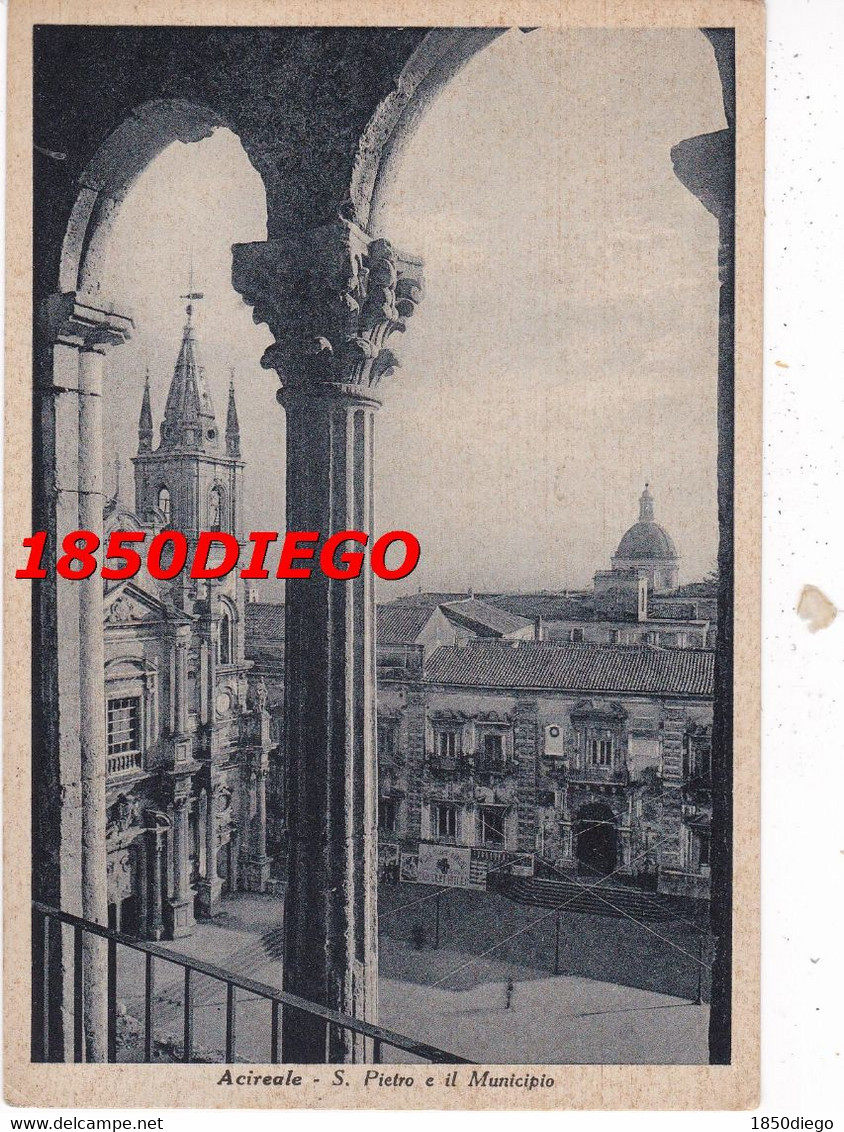 ACIREALE - S. PIETRO E IL MUNICIPIO  F/GRANDE VIAGGIATA  1939?  ANIMAZIONE - Acireale