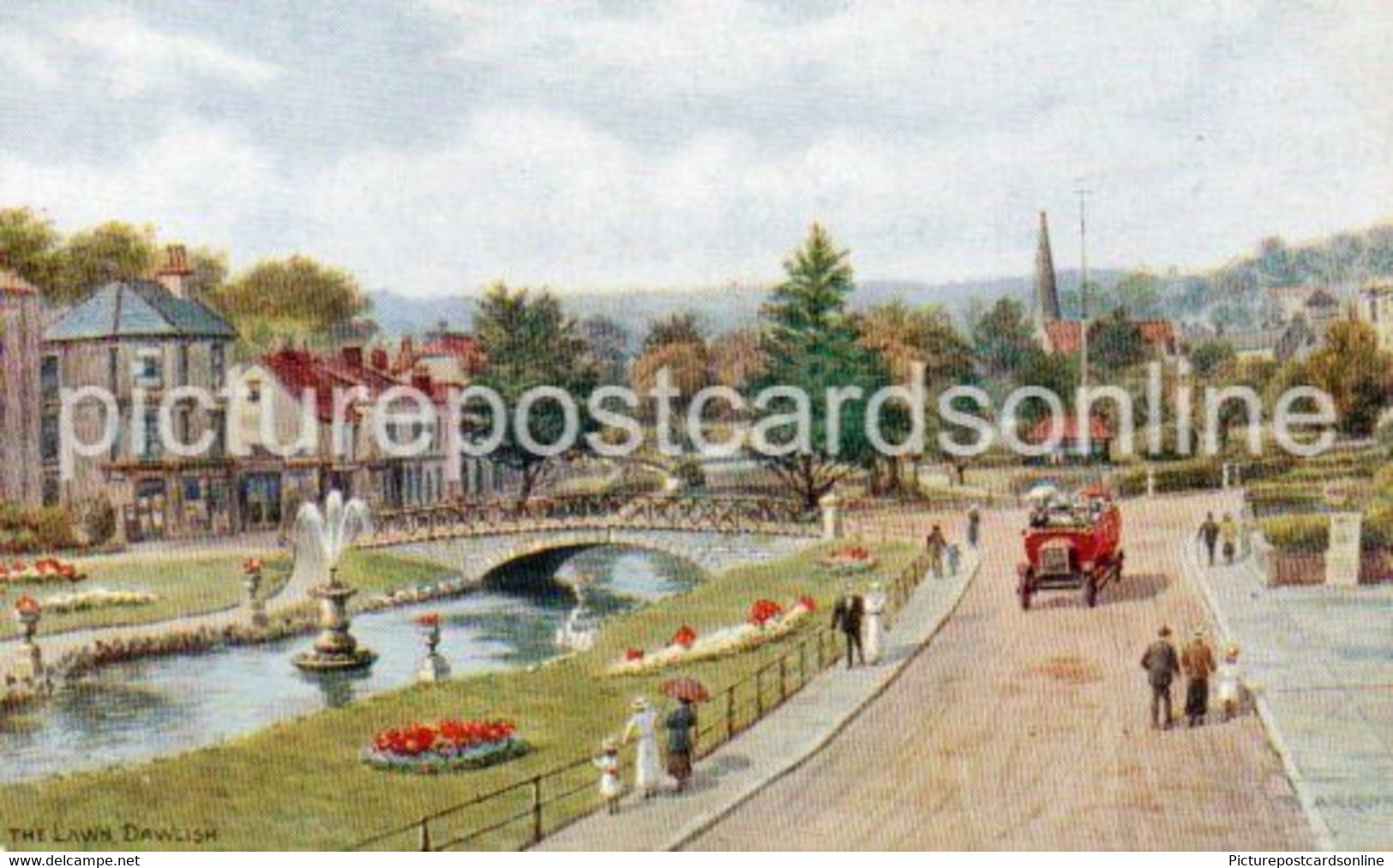 DAWLISH THE LAWN OLD ART COLOUR POSTCARD SIGNED A.R. QUINTON ARQ SALMON NO 2094 - Quinton, AR