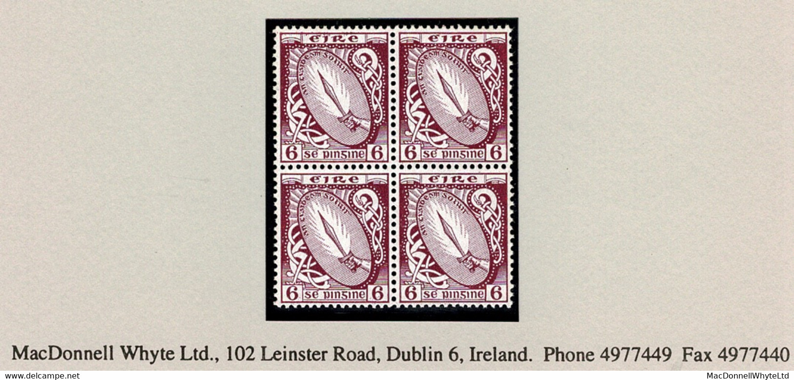 Ireland 1922-35 Watermark SE 6d Claret, Block Of 4 Brilliantly Fresh Unmounted Mint Never Hinged - Neufs