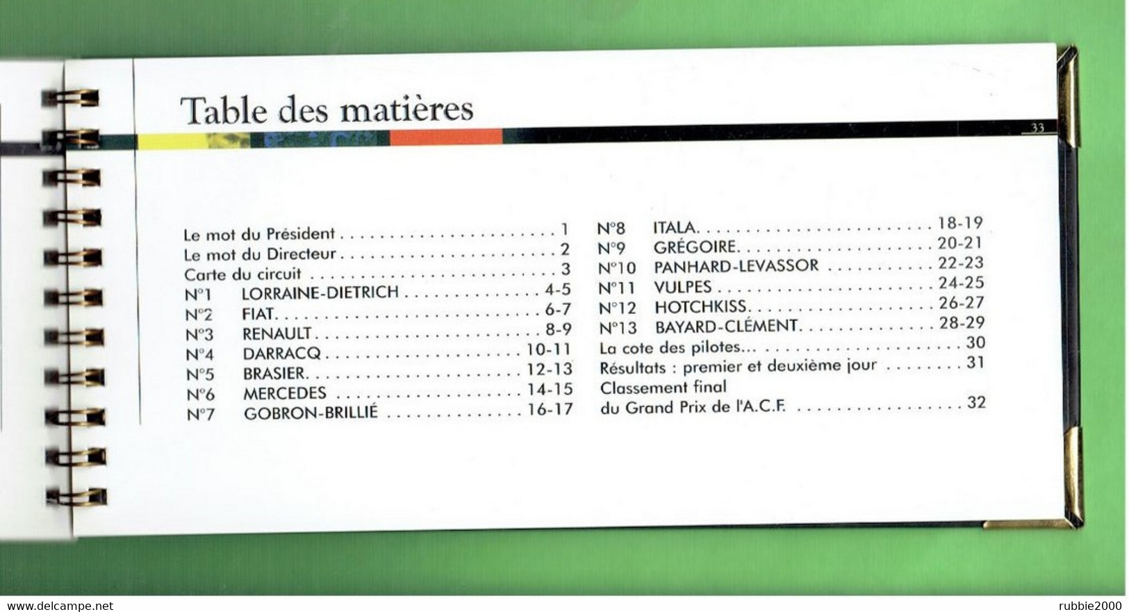 CIRCUIT DE LA SARTHE CARNET DE ROUTE DU GRAND PRIX DE L AUTOMOBILE CLUB DE FRANCE 26 ET 27 JUIN 1906 - Auto