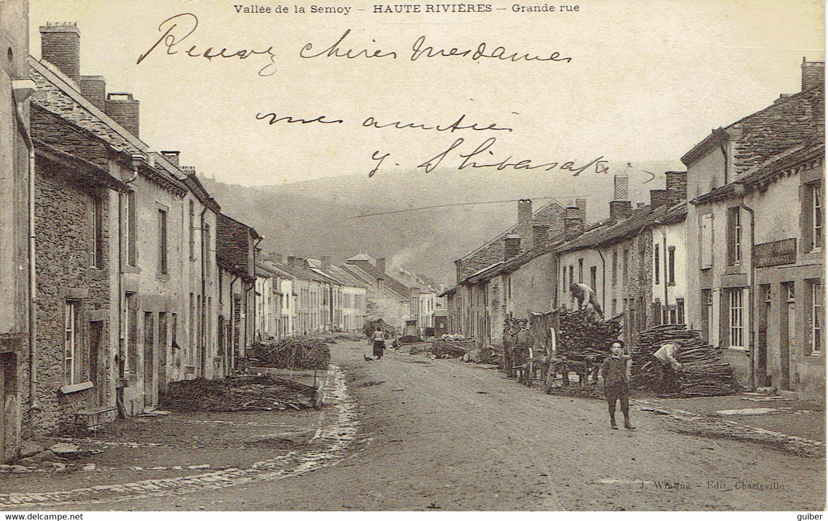 08 Hautes Rivieres Grande Rue  Vallée De La Semoy Fagots Devant La Boulangerie 1904 - Andere & Zonder Classificatie