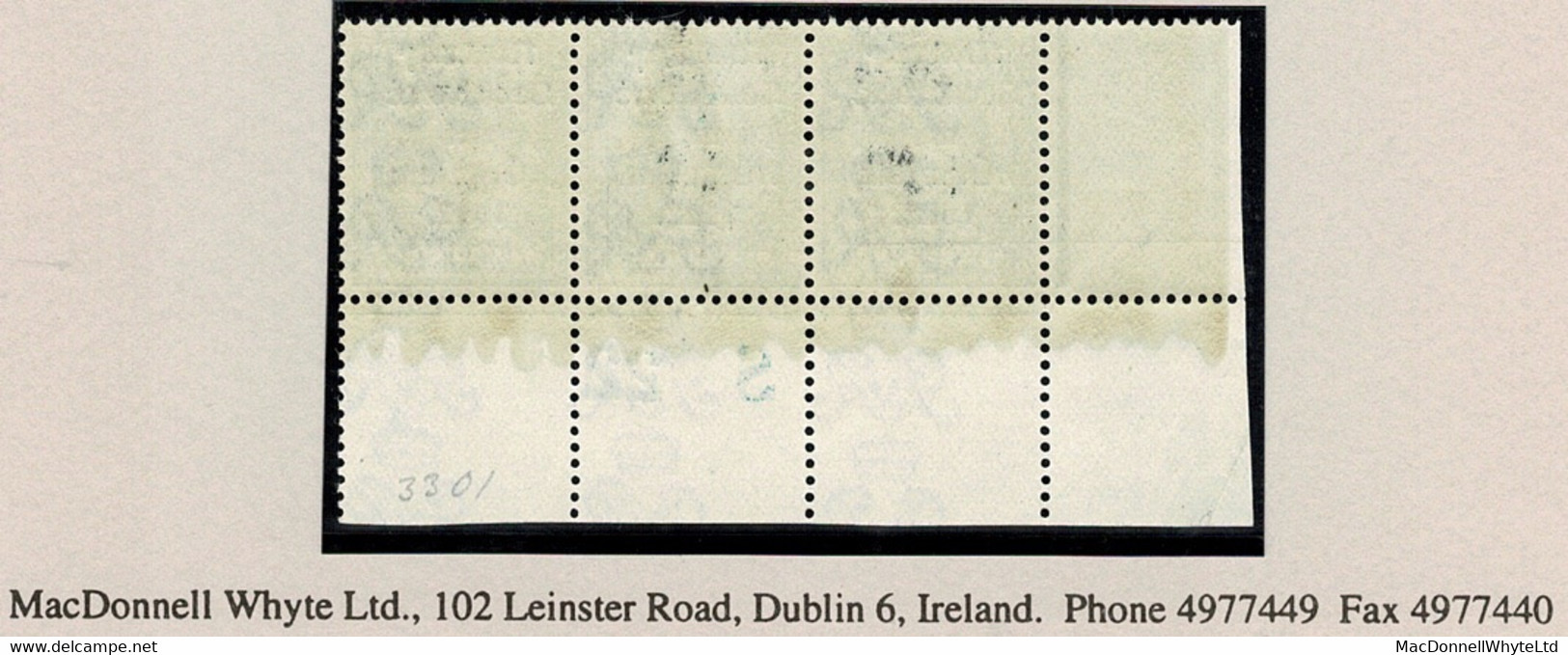 Ireland 1922 Thom Rialtas Blue-black Ovpt On 10d, Control S22 Perf, Corner Strip Of 3 Mint Unmounted - Neufs