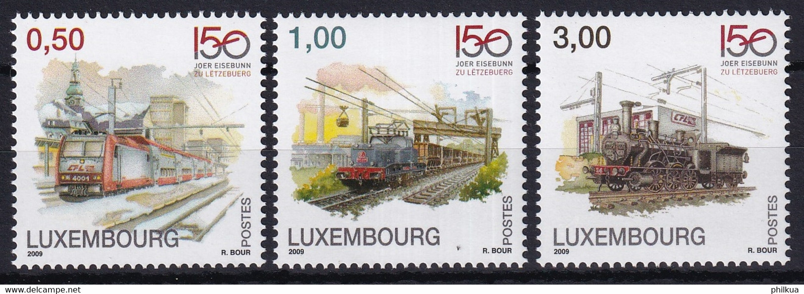 MiNr. 1838 - 1840 Luxemburg 2009, 16. Sept. 150 Jahre Eisenbahn In Luxemburg - Postfirsch/**/MN - Nuovi