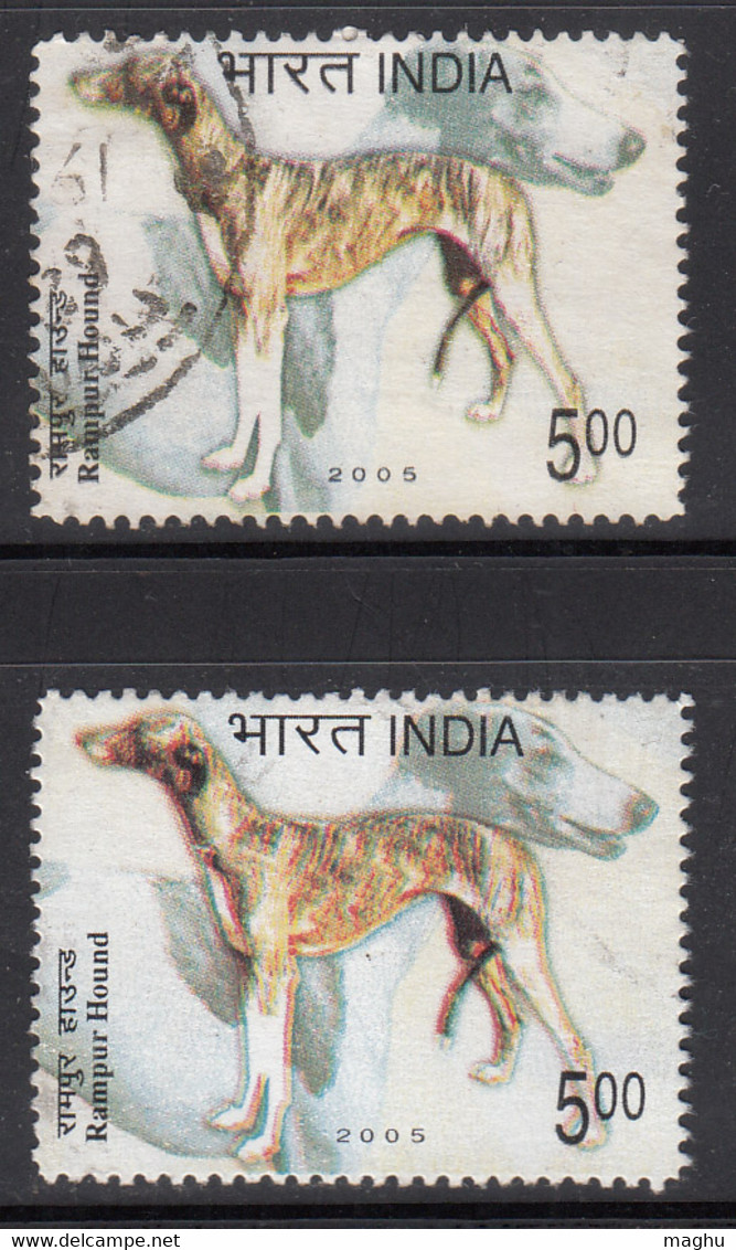 EFO, Colour Shift Variety, India Used 2005, Breed Of Dogs, Dog, Animal - Variétés Et Curiosités