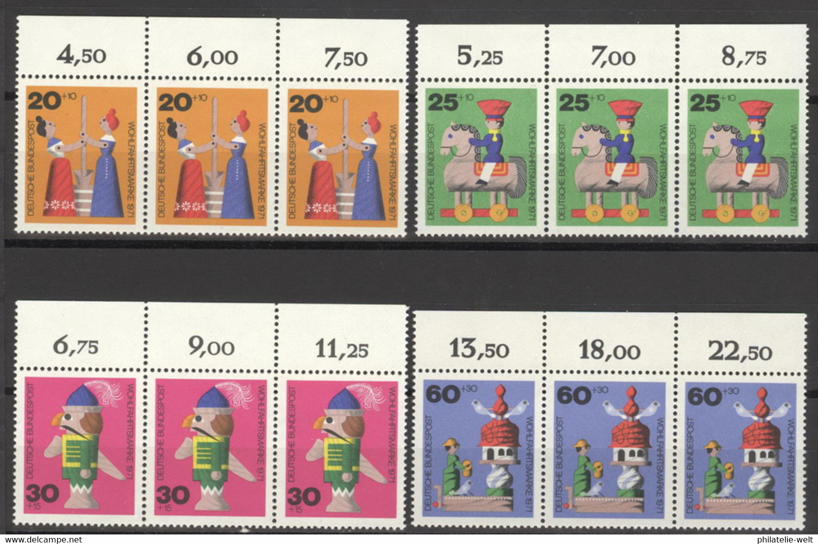 BRD 3x705/08 Oberranddreierstreifen ** Postfrisch - Unused Stamps