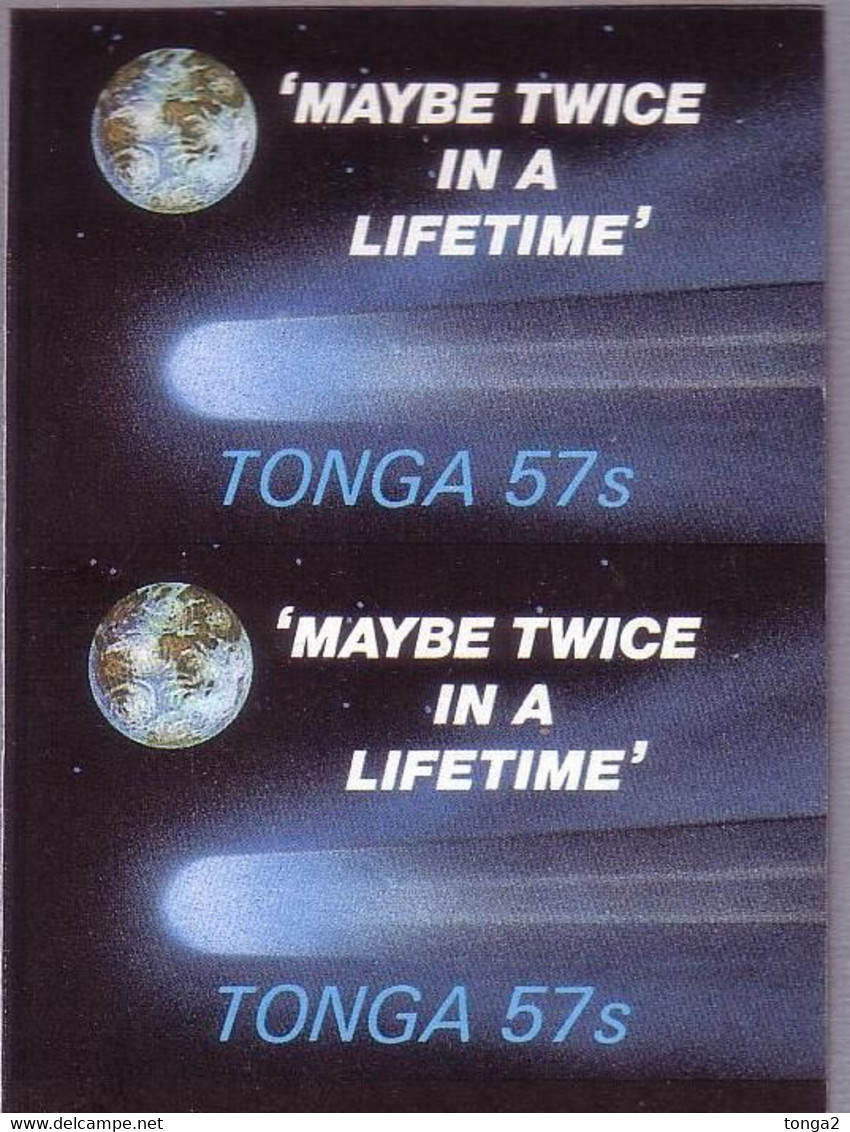 Tonga 1986 Space - Imperf Pair, Very Scarce, Only Handful Of Sheets Were Imperf And Only 2 Pairs Like This On Each Sheet - Oceania