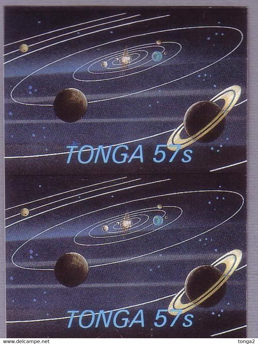 Tonga 1986 Space - Imperf Pair, Very Scarce, Only Handful Of Sheets Were Imperf And Only 2 Pairs Like This On Each Sheet - Océanie
