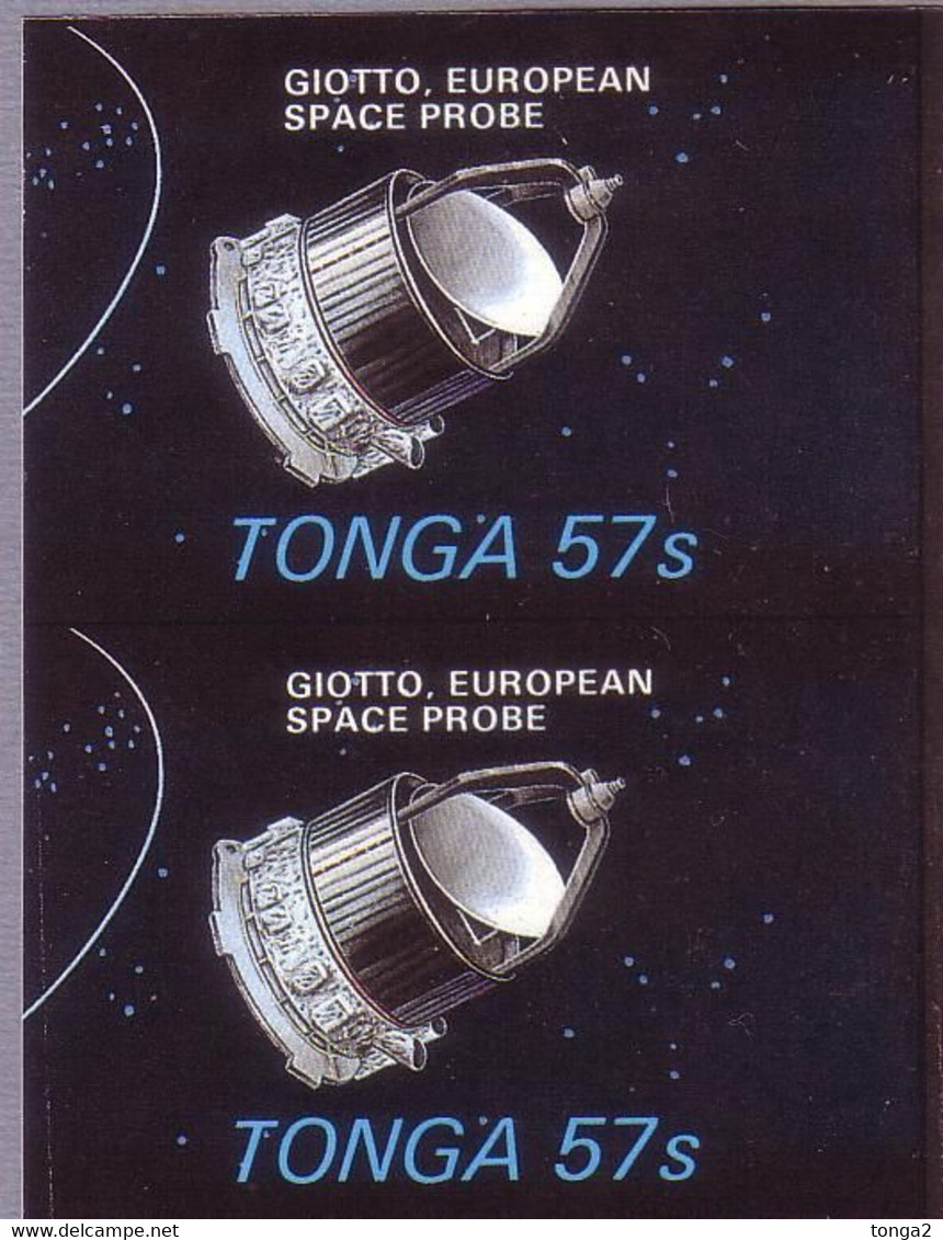 Tonga 1986 Space - Imperf Pair, Very Scarce, Only Handful Of Sheets Were Imperf And Only 2 Pairs Like This On Each Sheet - Oceania