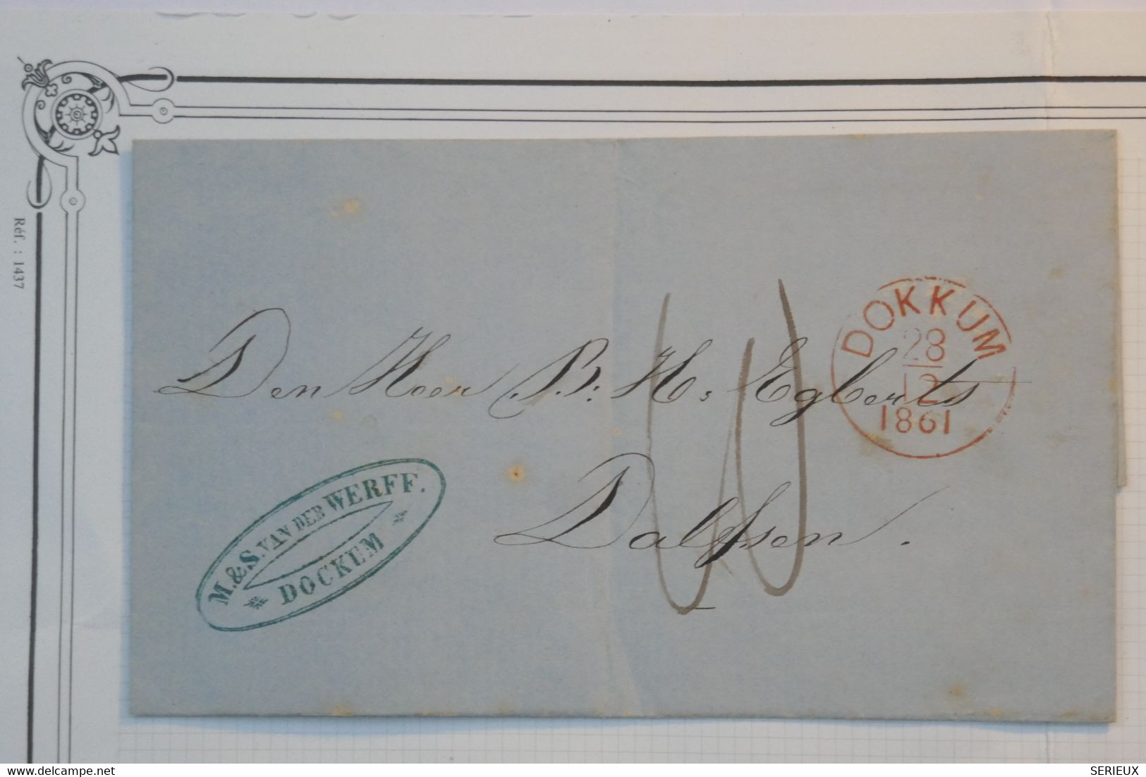 BE11  NEDERLAND  BELLE LETTRE  1861  PETIT BUREAU DOKKHUM A DALSEN  HOLLAND  +++AFFR. INTERESSANT - Poststempel