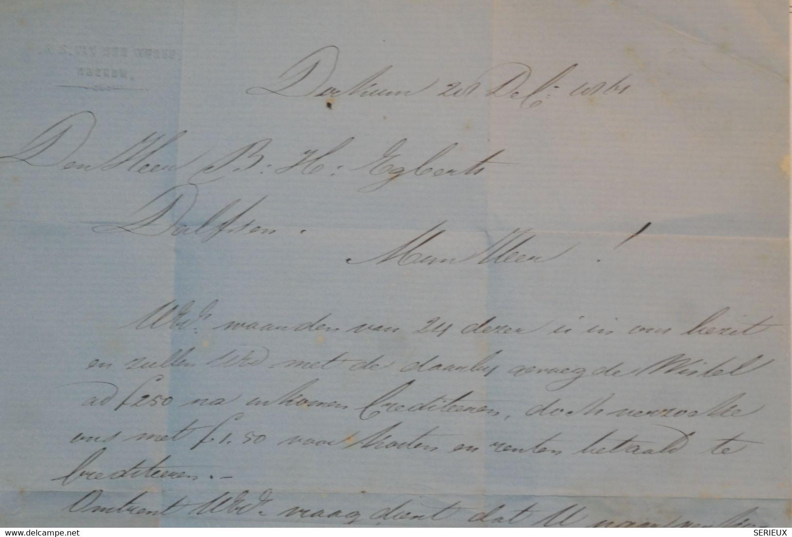 BE11  NEDERLAND  BELLE LETTRE  1861  PETIT BUREAU DOKKHUM A DALSEN  HOLLAND  +++AFFR. INTERESSANT - Marcophilie