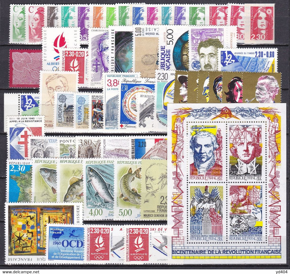 FR1504- FRANCE – 1990 – FULL YEAR SET – Y&T # 2615/2675 MNH 88 € - 1990-1999