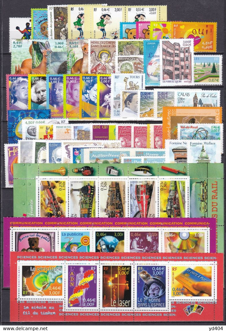 FR1515- FRANCE – 2001 – FULL YEAR SET – Y&T # 3367/3442 MNH 128 € - 1990-1999