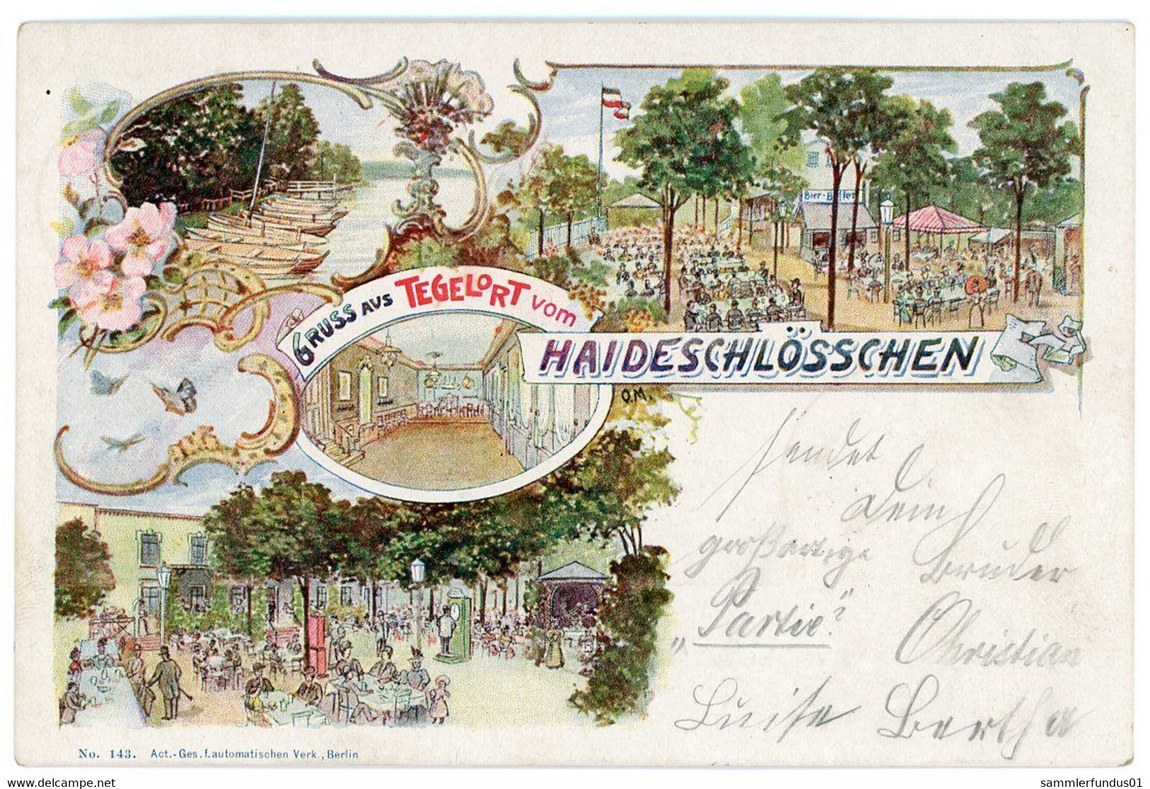 AK/CP Litho Berlin Tegel  Tegelort  Haideschlösschen      Gel./circ. 1900     Erhaltung/Cond. 1-/2  ,   Nr. 01508 - Tegel