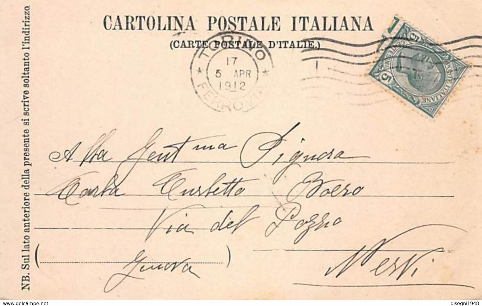 011703 "TORINO - GIARDINO DEL PALAZZO REALE" CART. ORIG. SPED. 1912 - Parks & Gardens